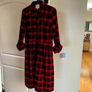 Plaid flannel button up dress